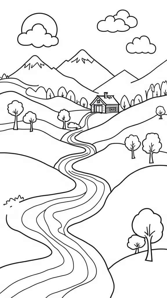 landscape scenery coloring pages